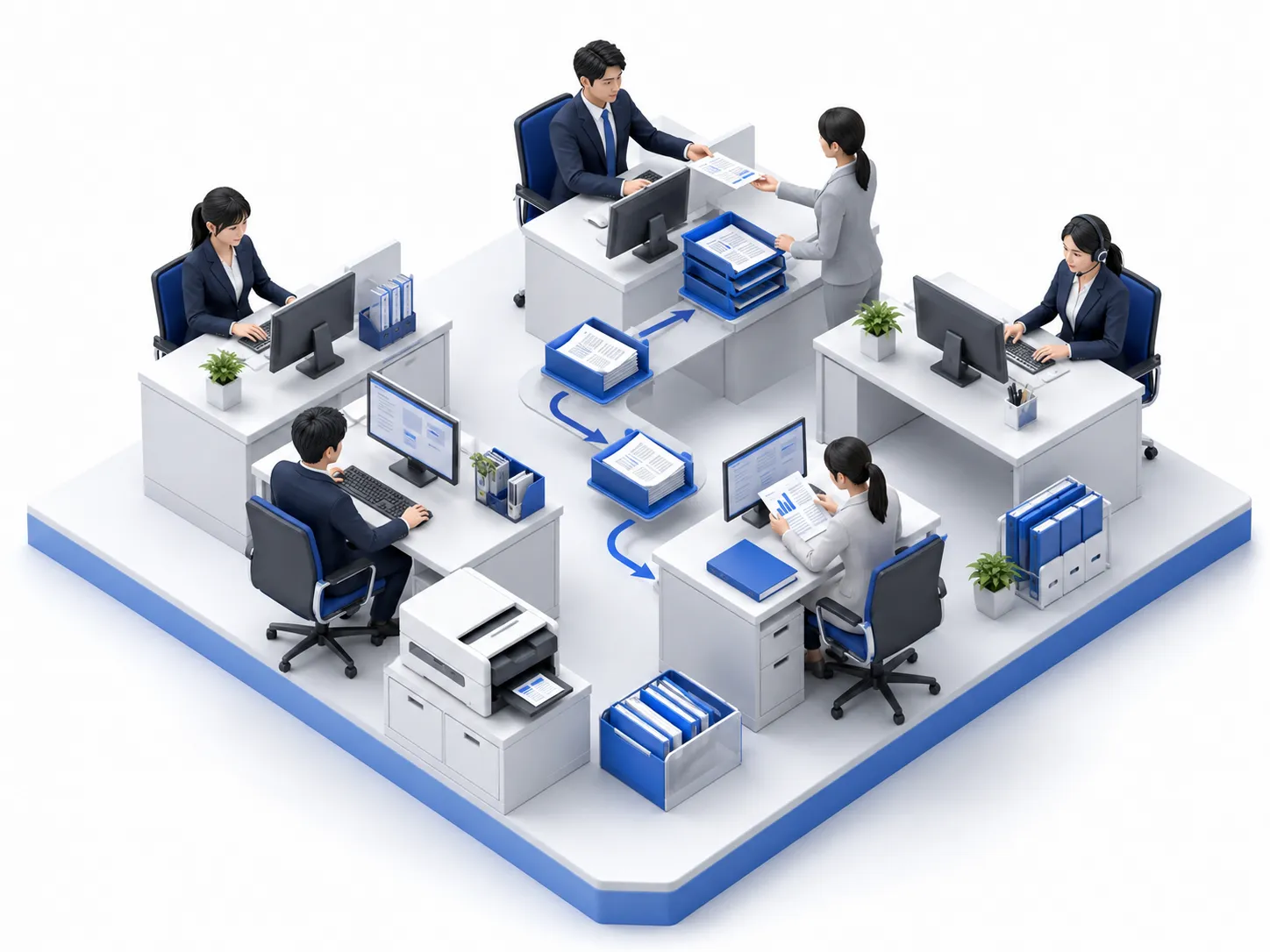 業務運用を支えるオフィスのイラスト
