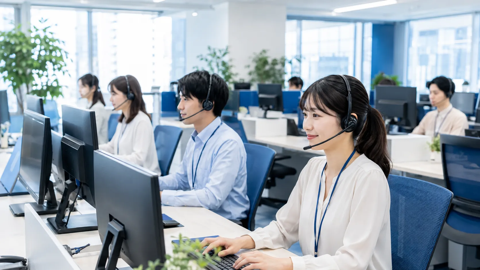 自社BPOセンターで問い合わせ対応にあたるオペレーターたち